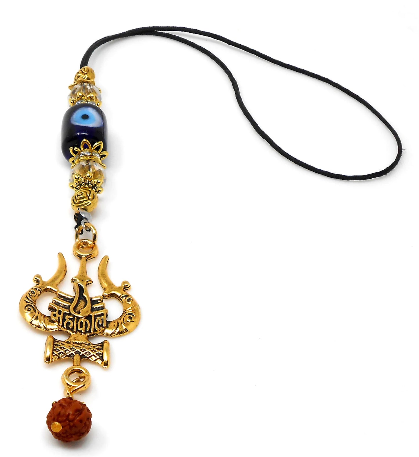 Evil Eye Protection Divine Shiva Trishul Pendant Car Mirror Hanging, Handbag/Backpack Hanging for Good Luck Protection