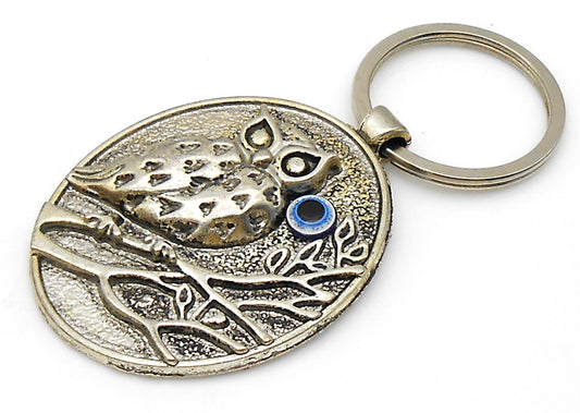 Owl | 3D Lucky Owl Evil Eye Protection KeyRing | Owl Good Luck Charm Ornament | Sharp Focus | Positive Vibes | Intuition Power | InnerWisdom