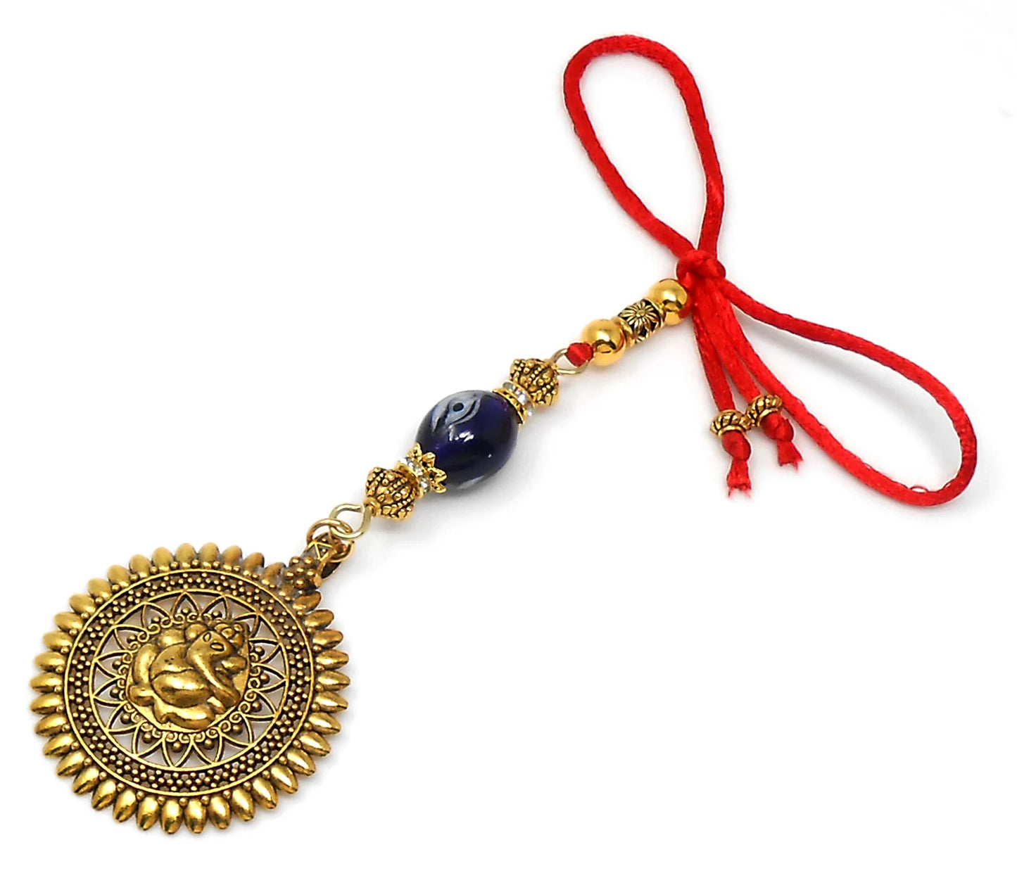 Ganesha | Evil Eye Protection | Car Rearview Mirror Ornament | Good Luck | Happiness | Good Fortune | Success | Prosperity
