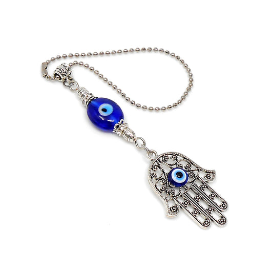 Hamsa Hand Evil Eye Car Mirror Hanging, Hand of God Rearview Mirror Ornament Dangler Decor Evil Eye Protection Hanging, Good Luck Car Decor