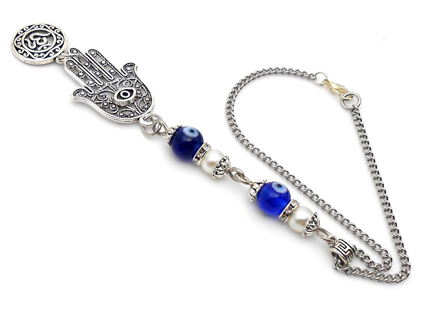 Evil Eye, Hamsa Hand & OM Pendant Evil Eye Protection Car Rear View Mirror Hanging, Hamsa Jewerely, Good Luck Car Decor, Travel Safe Gift