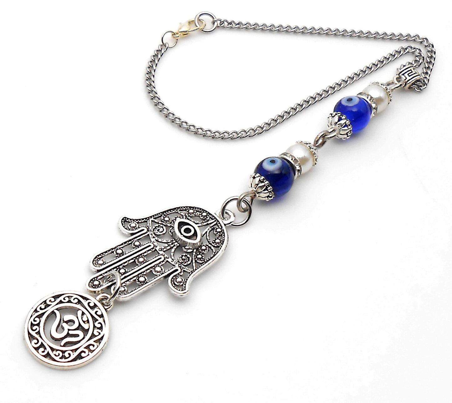 Evil Eye, Hamsa Hand & OM Pendant Evil Eye Protection Car Rear View Mirror Hanging, Hamsa Jewerely, Good Luck Car Decor, Travel Safe Gift