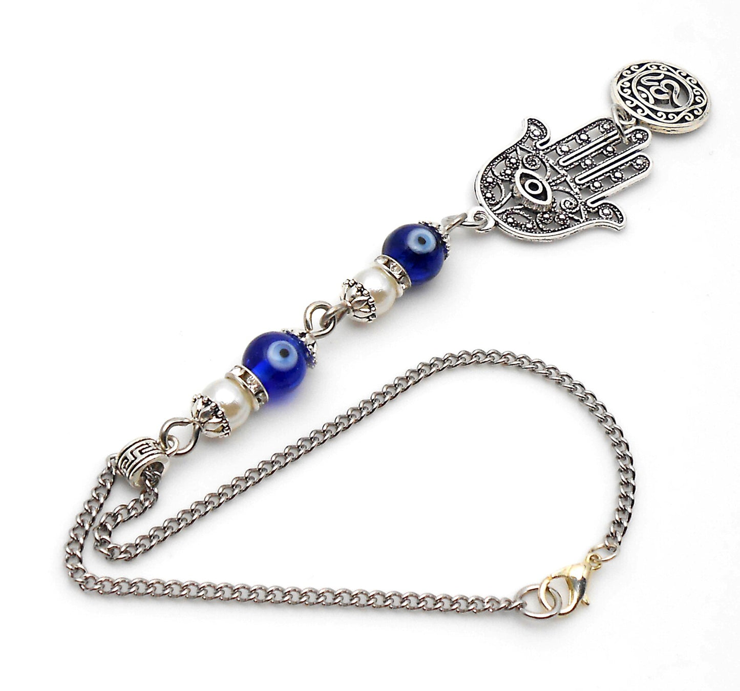 Evil Eye, Hamsa Hand & OM Pendant Evil Eye Protection Car Rear View Mirror Hanging, Hamsa Jewerely, Good Luck Car Decor, Travel Safe Gift
