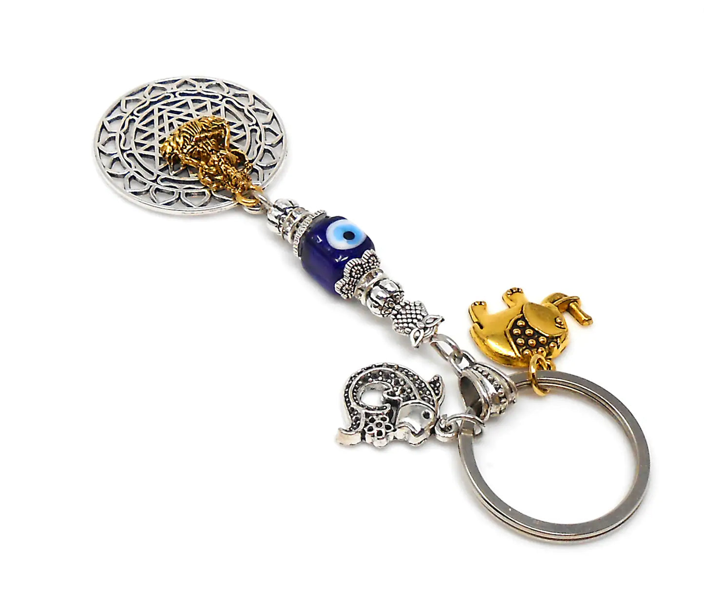 Divine Sri Yantra Evil Eye Protection KeyRing-Money Attraction Yantra/Amulet for Good Luck,Success,Fortune,Prosperity & phenomenal Abundance