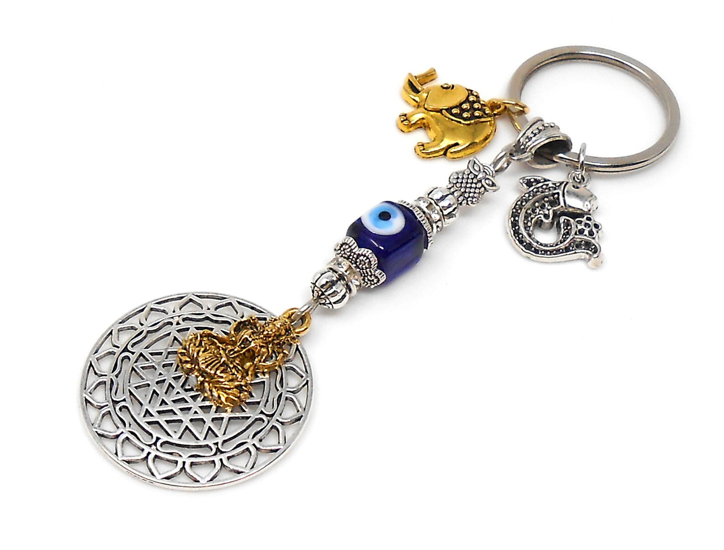Divine Sri Yantra Evil Eye Protection KeyRing-Money Attraction Yantra/Amulet for Good Luck,Success,Fortune,Prosperity & phenomenal Abundance