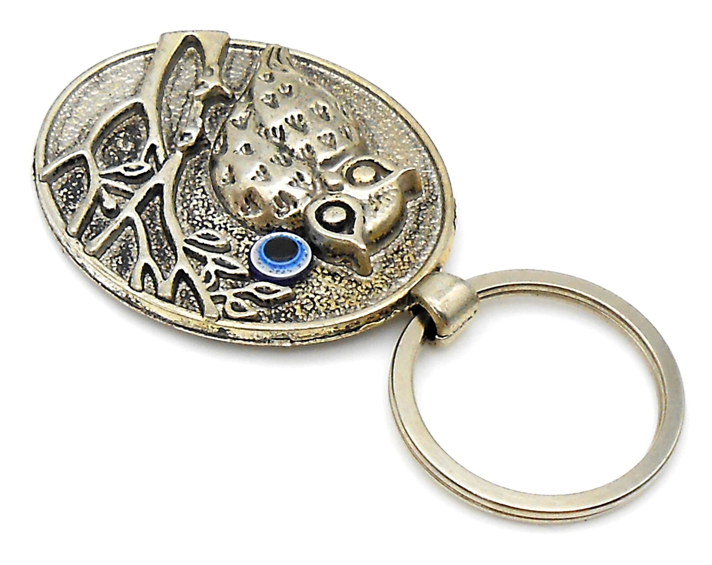 Owl | 3D Lucky Owl Evil Eye Protection KeyRing | Owl Good Luck Charm Ornament | Sharp Focus | Positive Vibes | Intuition Power | InnerWisdom