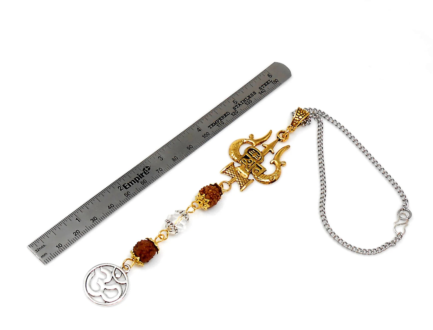 Evil Eye Protection Divine Shiva Trishul Pendant Car Mirror Hanging, Handbag/Backpack Haning for Good Luck Protection