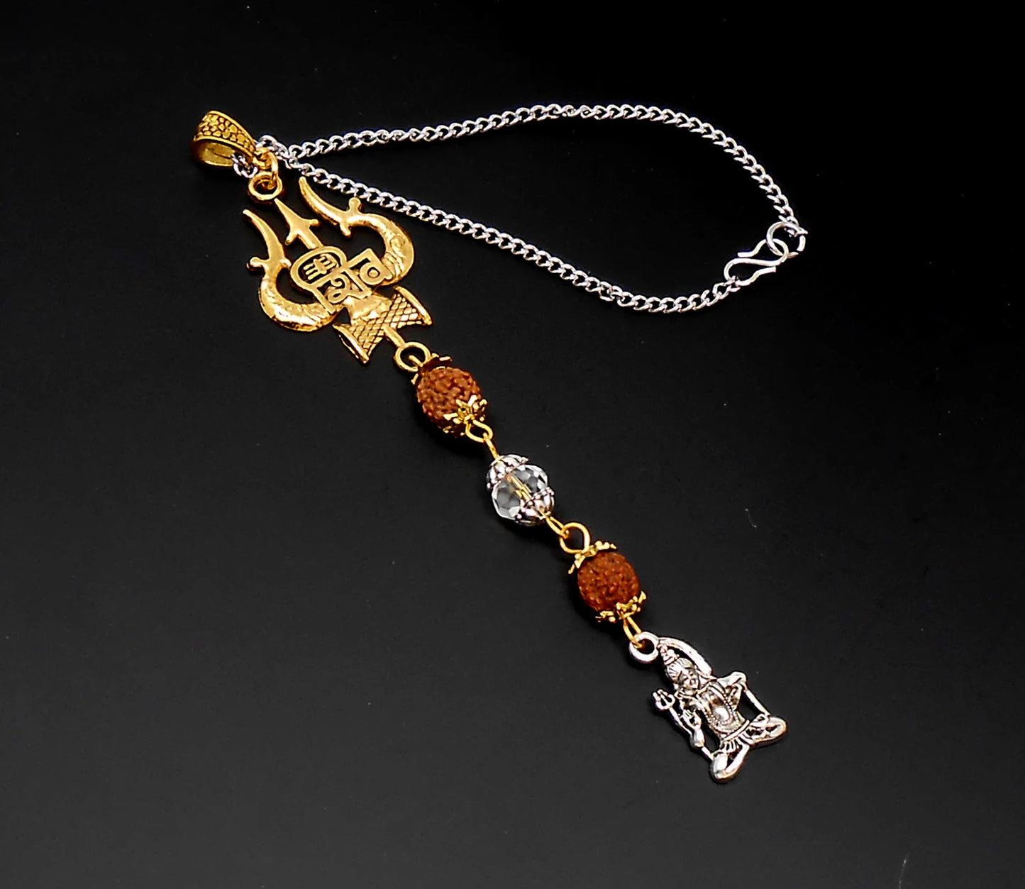 Evil Eye Protection Divine Shiva Trishul Pendant Car Mirror Hanging, Handbag/Backpack Haning for Good Luck Protection