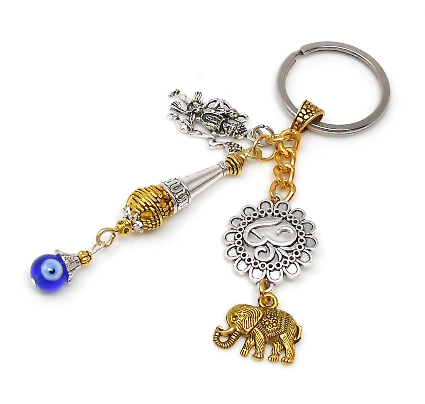 Evil eye Protection Lord Hanumanji Kavach(Amulet)-Indian Hindu Protection & Strength Key Ring for Home/Car/Office/Business-Hindu Deity Charm