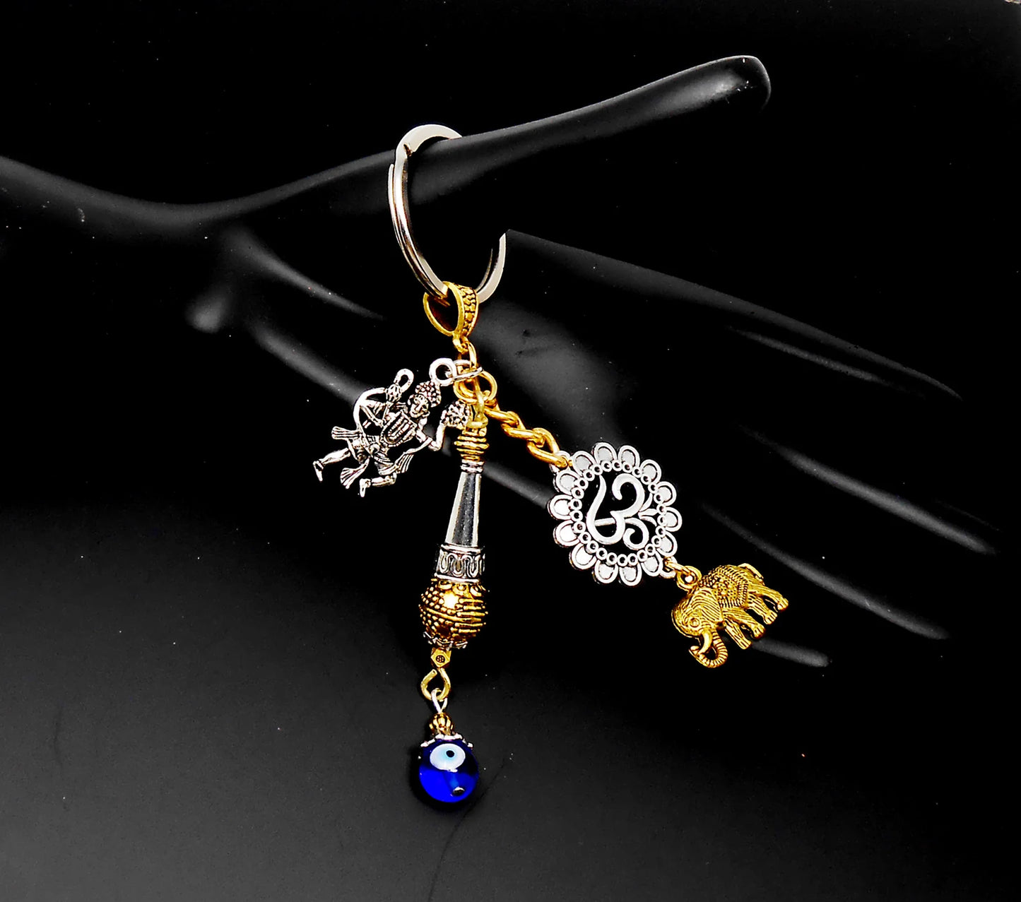 Evil eye Protection Lord Hanumanji Kavach(Amulet)-Indian Hindu Protection & Strength Key Ring for Home/Car/Office/Business-Hindu Deity Charm