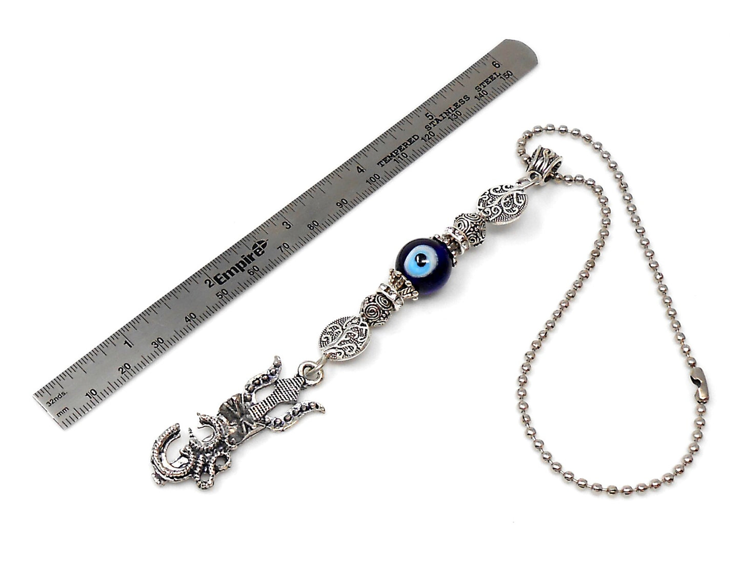 Evil Eye , Evil Eye Protection, Shiva Trishul Damru & OM Car Mirror Hanging- Shiva/Mahadev Trishul Pendant Charm Evil eye protection Hanging