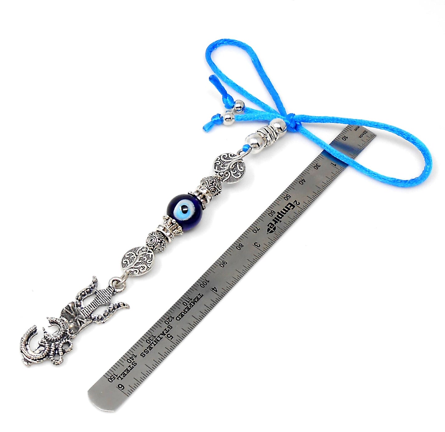 Evil Eye , Evil Eye Protection, Shiva Trishul Damru & OM Car Mirror Hanging- Shiva/Mahadev Trishul Pendant Charm Evil eye protection Hanging