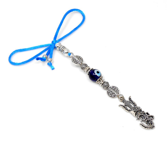 Evil Eye , Evil Eye Protection, Shiva Trishul Damru & OM Car Mirror Hanging- Shiva/Mahadev Trishul Pendant Charm Evil eye protection Hanging