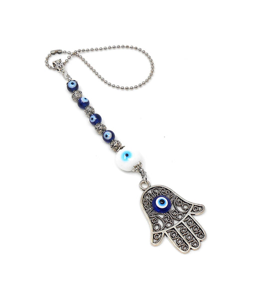 OM | Evil Eye Protection | Antique Silver Plated | Car Rearview Mirror Ornament | Good Luck | Positive Vibes | Positive Vibrations