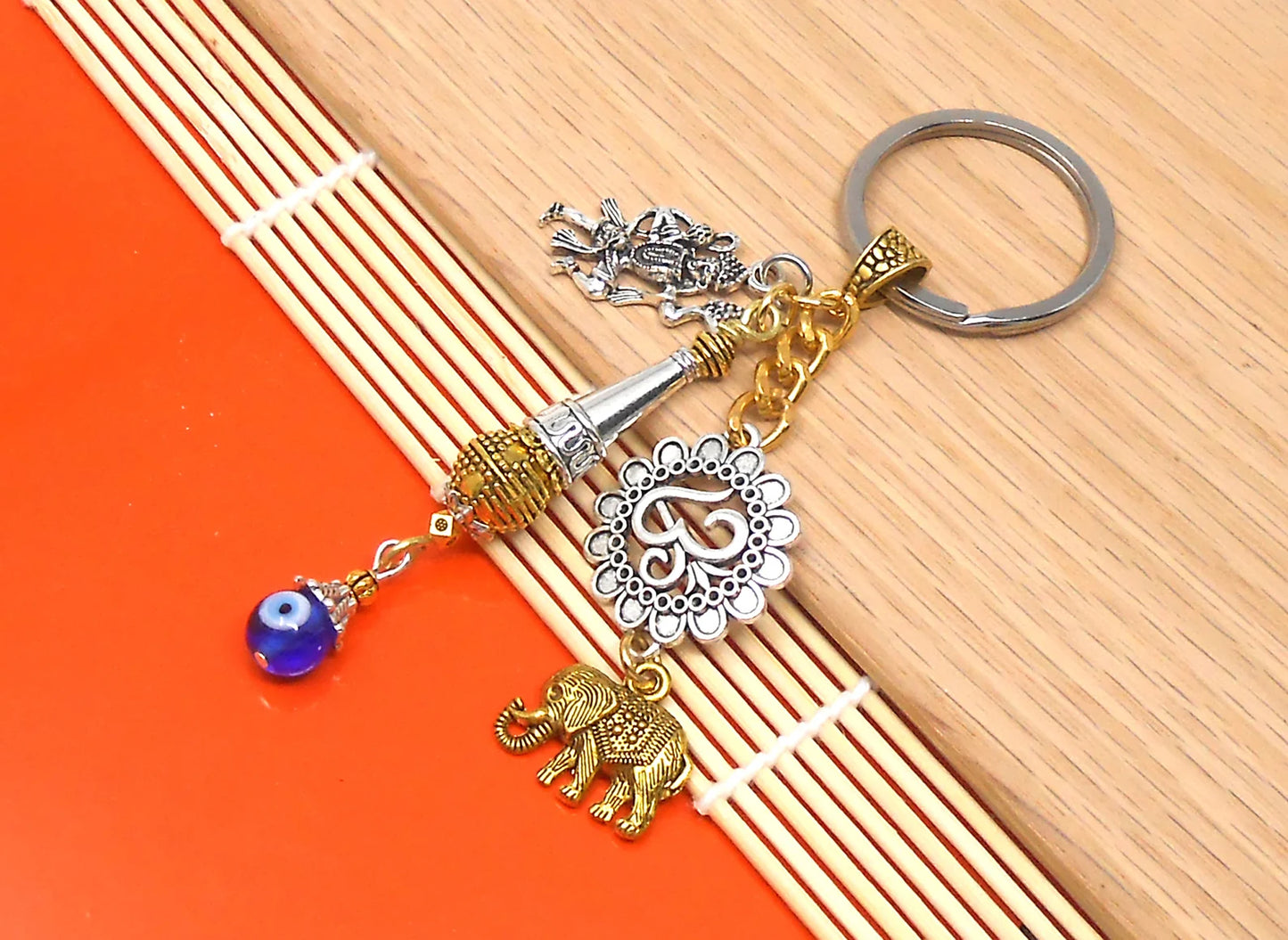 Evil eye Protection Lord Hanumanji Kavach(Amulet)-Indian Hindu Protection & Strength Key Ring for Home/Car/Office/Business-Hindu Deity Charm