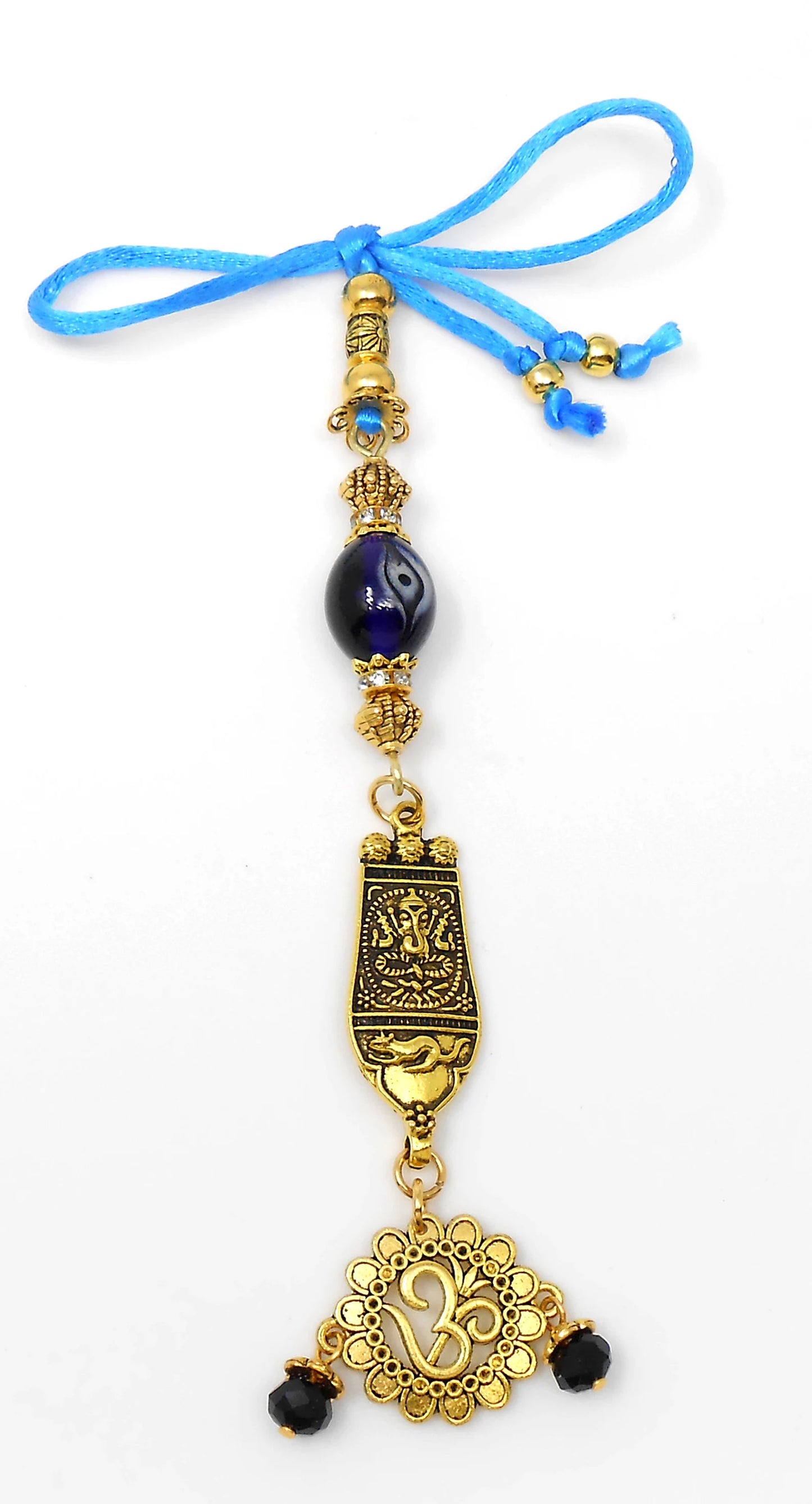 Ganesha | Evil Eye Protection | Car Rearview Mirror Ornament | Good Luck | Happiness | Good Fortune | Success | Prosperity | Spirituality
