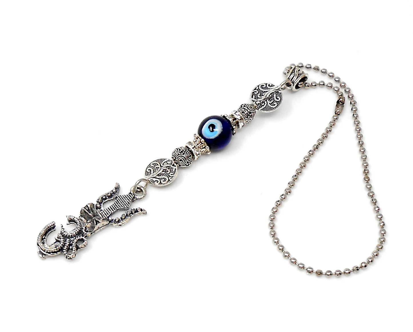Evil Eye , Evil Eye Protection, Shiva Trishul Damru & OM Car Mirror Hanging- Shiva/Mahadev Trishul Pendant Charm Evil eye protection Hanging