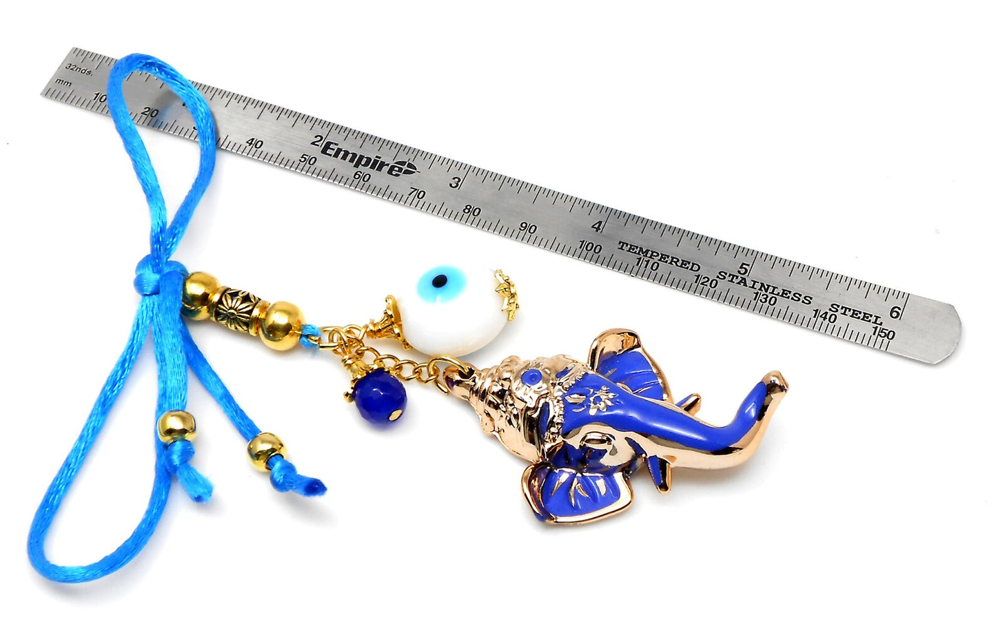 Ganesha | Evil Eye Protection | Car Rearview Mirror Ornament | Good Luck | Happiness | Good Fortune | Success | Prosperity | Spirituality