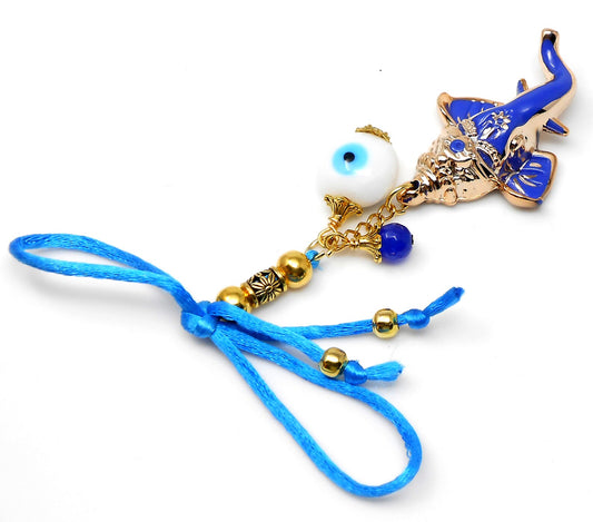 Ganesha | Evil Eye Protection | Car Rearview Mirror Ornament | Good Luck | Happiness | Good Fortune | Success | Prosperity | Spirituality