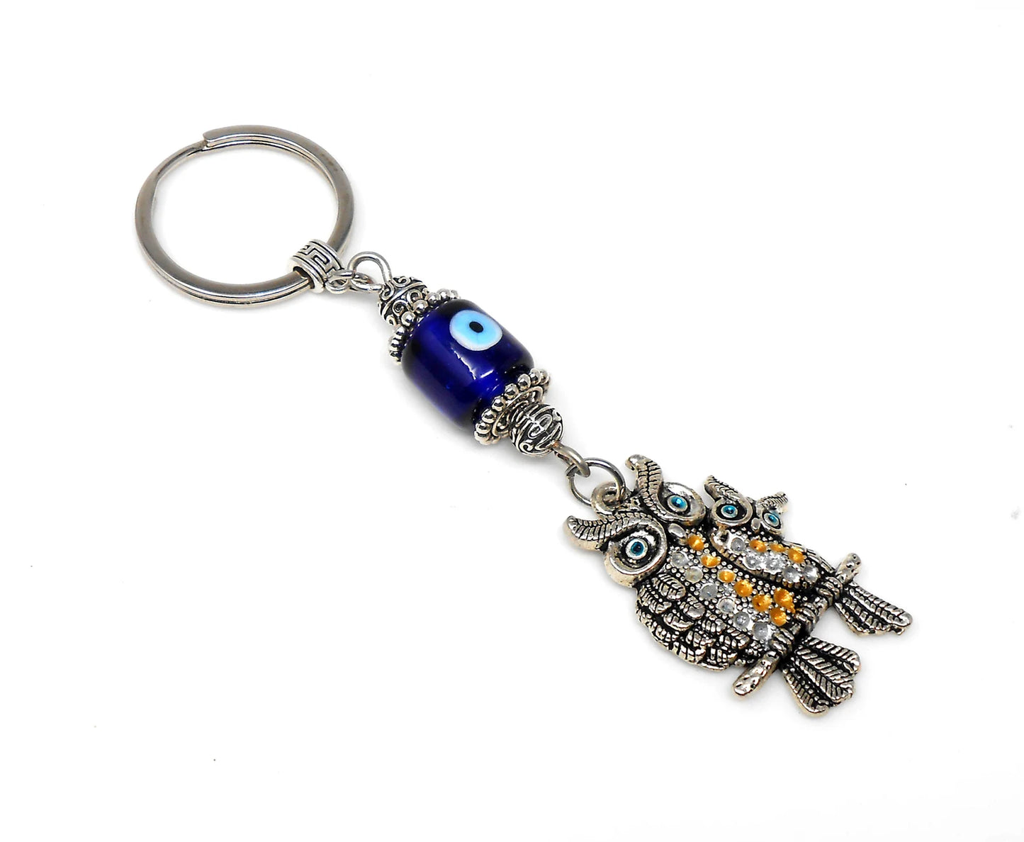 Lucky Owl Evil Eye Protection Key Ring Owl Evil Eye Key Chain for Good Luck Positive Vibes Intuition Power Inner Wisdom & Protection