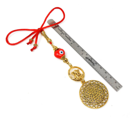 Divine Sri Yantra Evil Eye Protection Car Hanging-Money Attraction Yantra for Good Luck, Success, Fortune, Prosperity & phenomenal Abundance