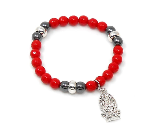 oot Chakra Bracelet Red Agate & Hematite Natural 8mm Beads Stretchable Bracelet for Protection, Grounding, Stability, Creativity for Unisex