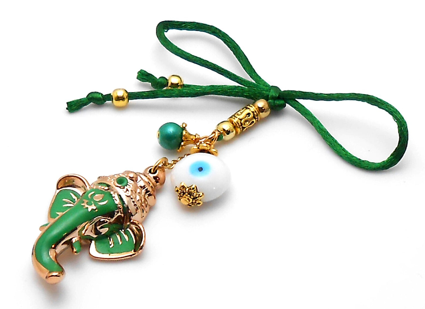 Ganesha | Evil Eye Protection | Car Rearview Mirror Ornament | Good Luck | Happiness | Good Fortune | Success | Prosperity | Spirituality