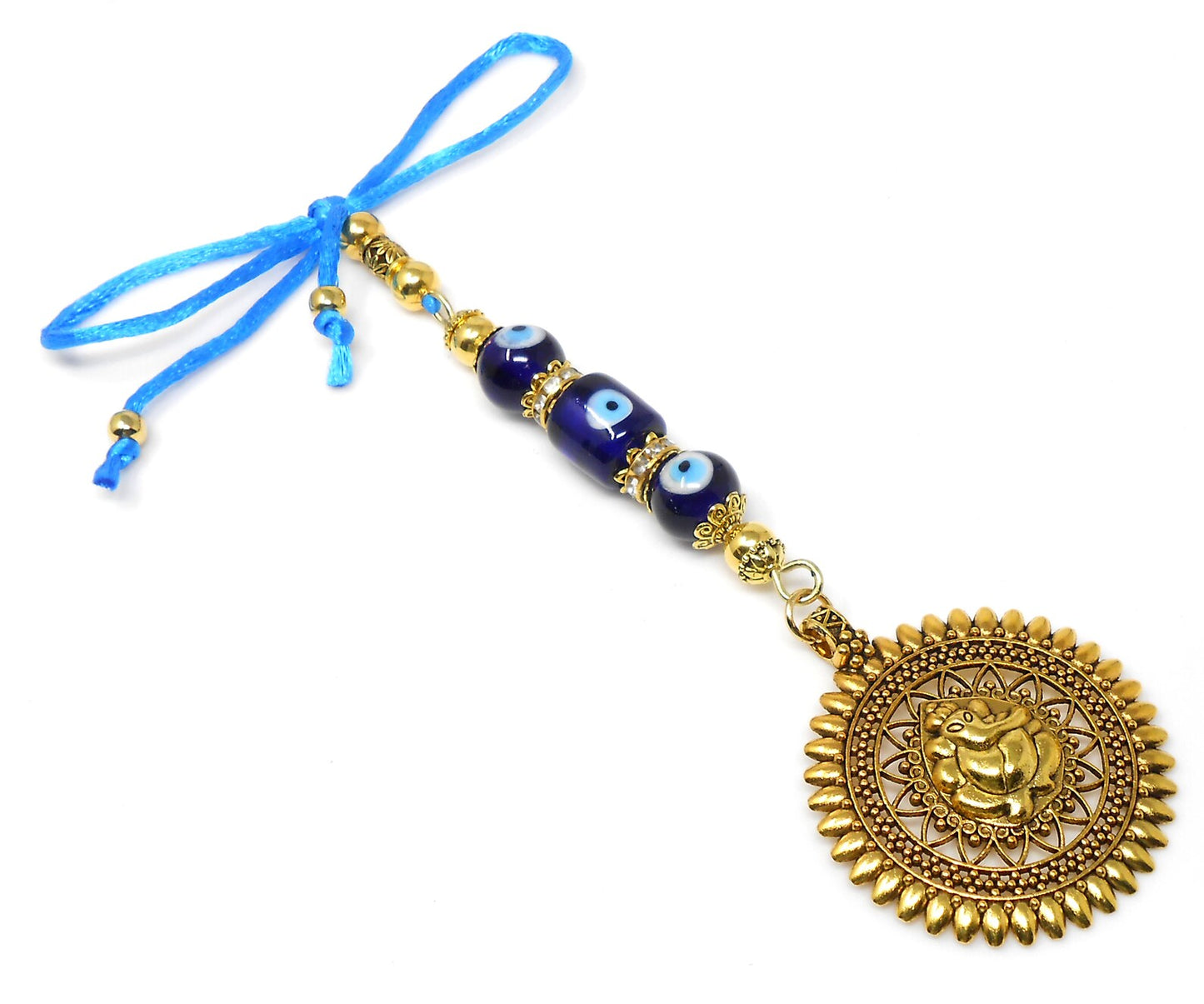Ganesha | Evil Eye Protection | Car Rearview Mirror Ornament | Good Luck | Happiness | Good Fortune | Success | Prosperity