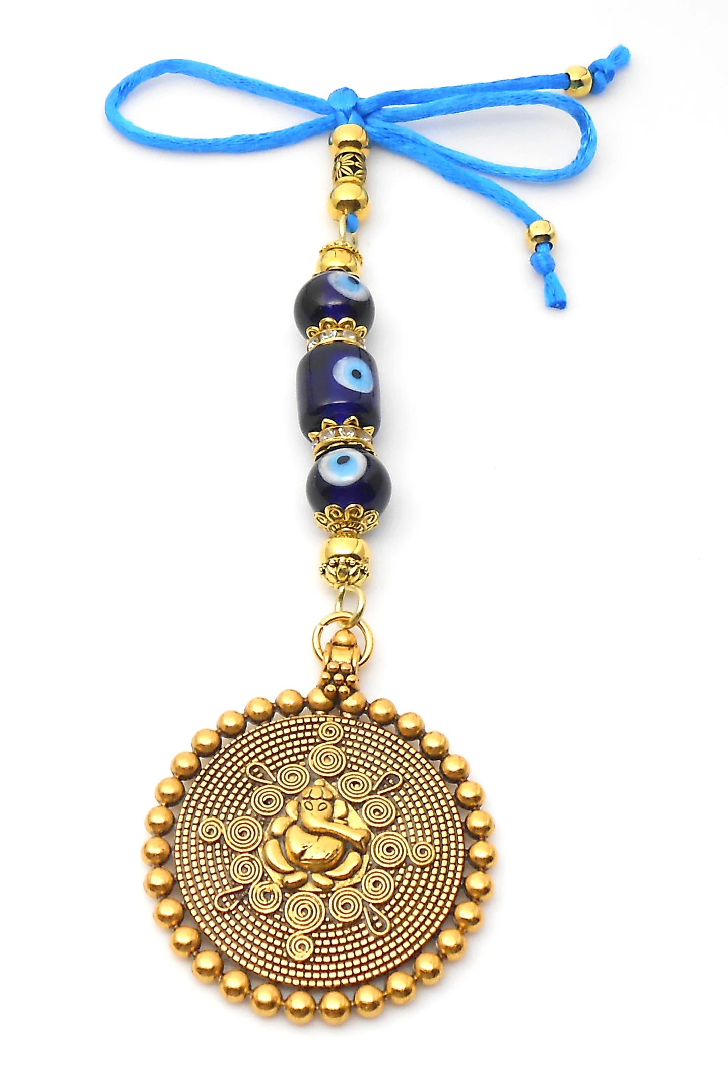 Ganesha | Evil Eye Protection | Car Rearview Mirror Ornament | Good Luck | Happiness | Good Fortune | Success | Prosperity | Spirituality