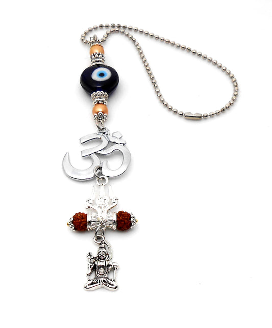 Evil Eye Protection, Divine OM Car Rear View Mirror Ornament-Handbag Hanging for Evil Eye Protection Amulet and Good Luck Protection