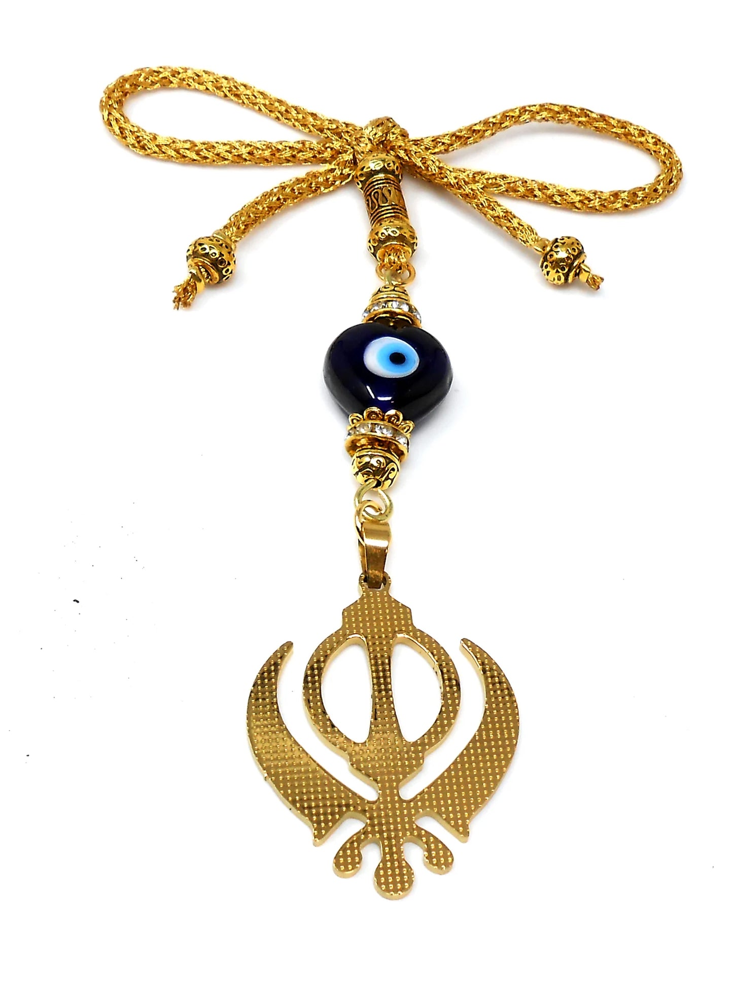Evil Eye Protection Punjabi Sikh Kaur Khanda Sahib ji (Sikh Faith) Hanging for Car Rear View Mirror-Sikh faith Namaste Gift