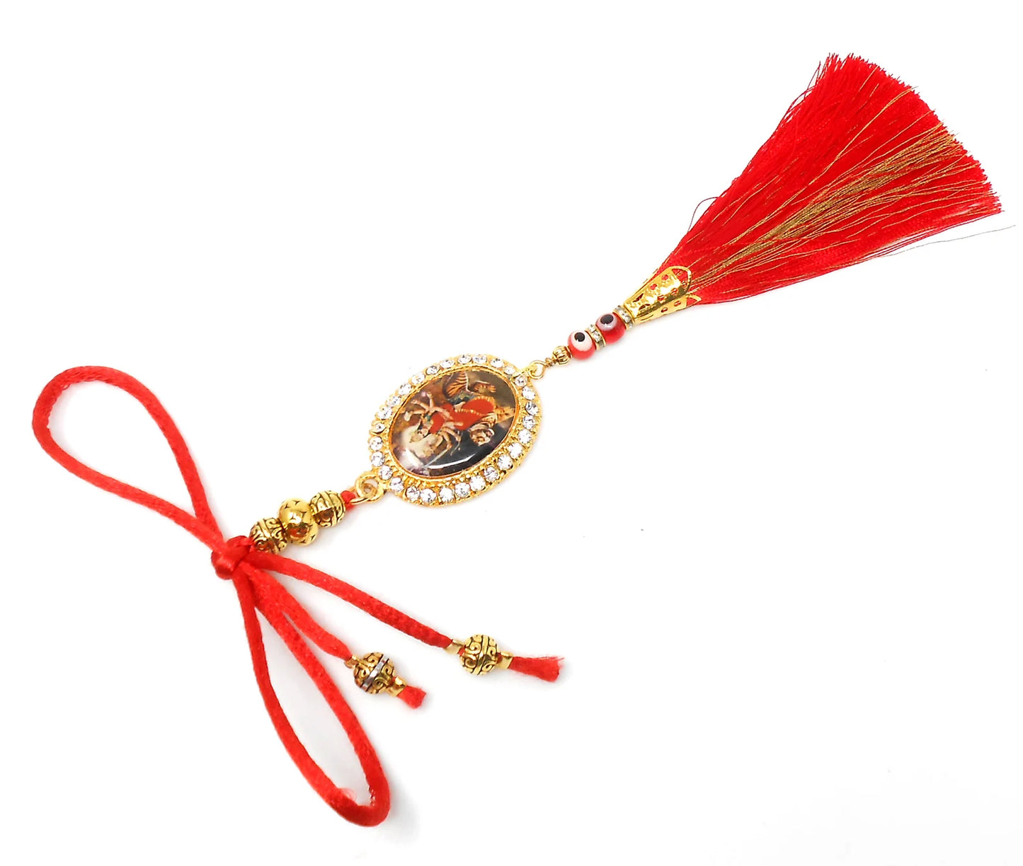 Durga, Maa Durga, Hindu Goddess Car Rear View Mirror Hanging Amulet, Amba Maa Hanging for Home Wall/Door/Car/Bag for Good Luck & Blessings