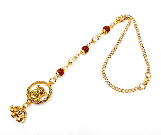 Ganesha | Rudraksha | Crystal |Car Rearview Mirror Ornament | Good Luck | Happiness | Stability | Success | Prosperity