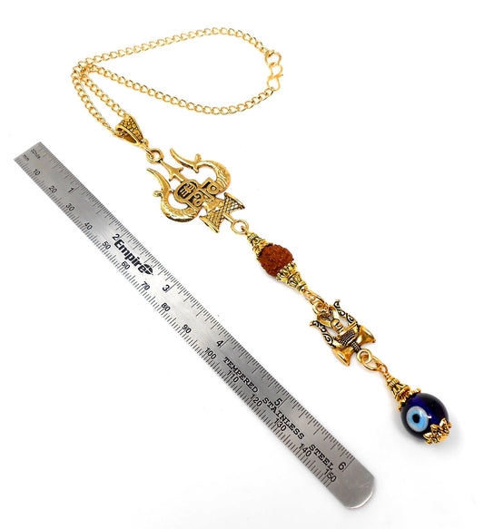 Evil Eye Protection Divine Shiva Trishul Pendant Car Mirror Hanging, Handbag/Backpack Hanging for Good Luck Protection