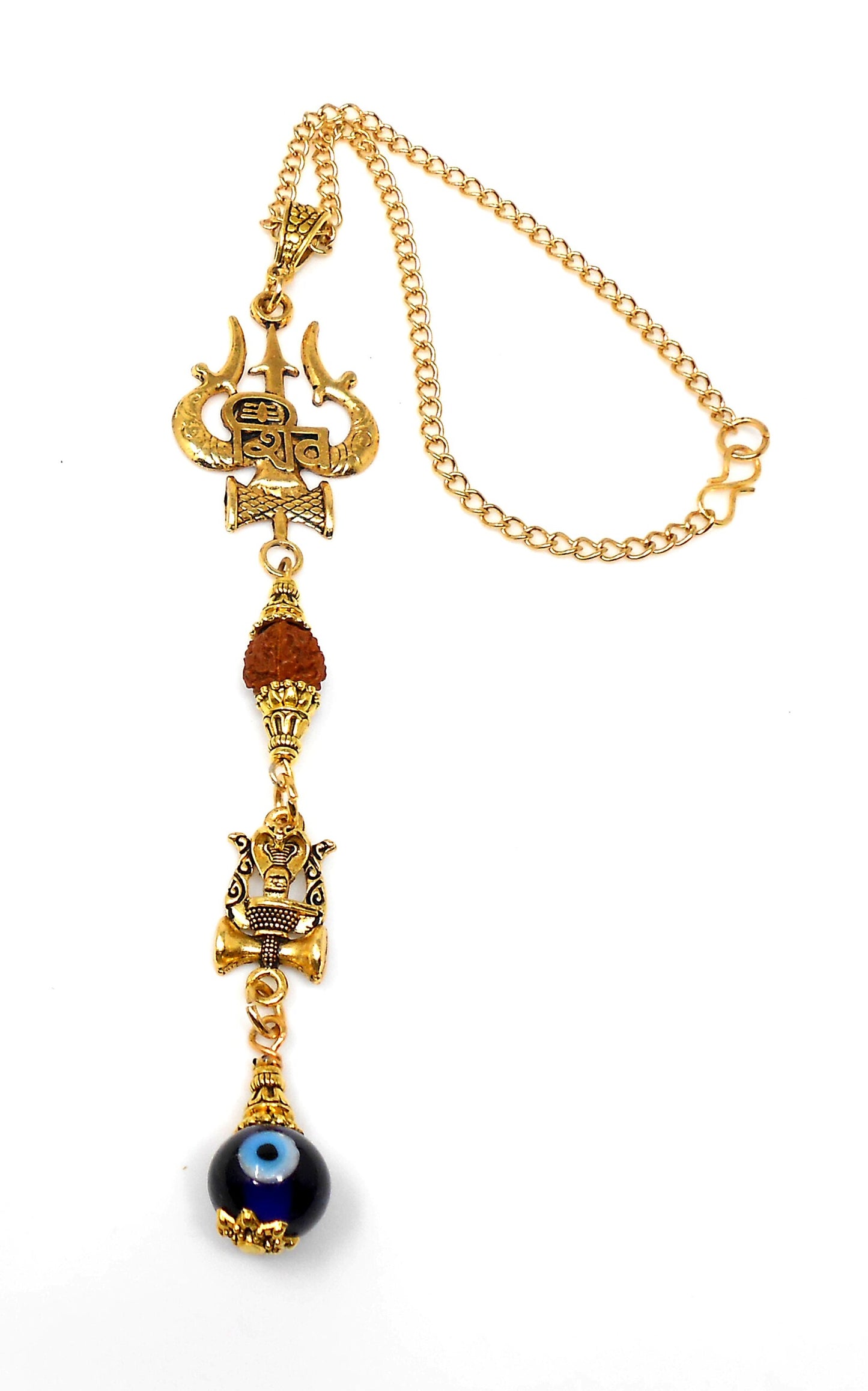 Evil Eye Protection Divine Shiva Trishul Pendant Car Mirror Hanging, Handbag/Backpack Hanging for Good Luck Protection