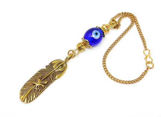 Angel Wing Feather | Evil Eye Protection | Feather Car Rear View Mirror Dangler/Hanging Ornament | Good Luck Positive Vibes | New Car Gift