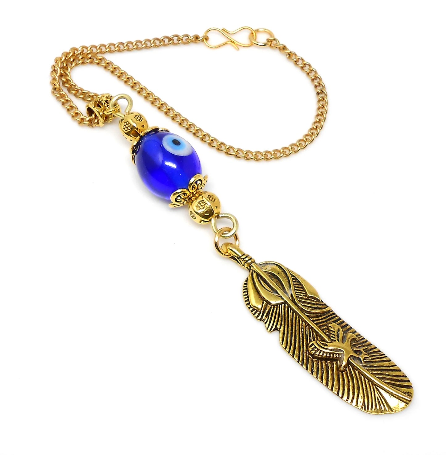 Angel Wing Feather | Evil Eye Protection | Feather Car Rear View Mirror Dangler/Hanging Ornament | Good Luck Positive Vibes | New Car Gift