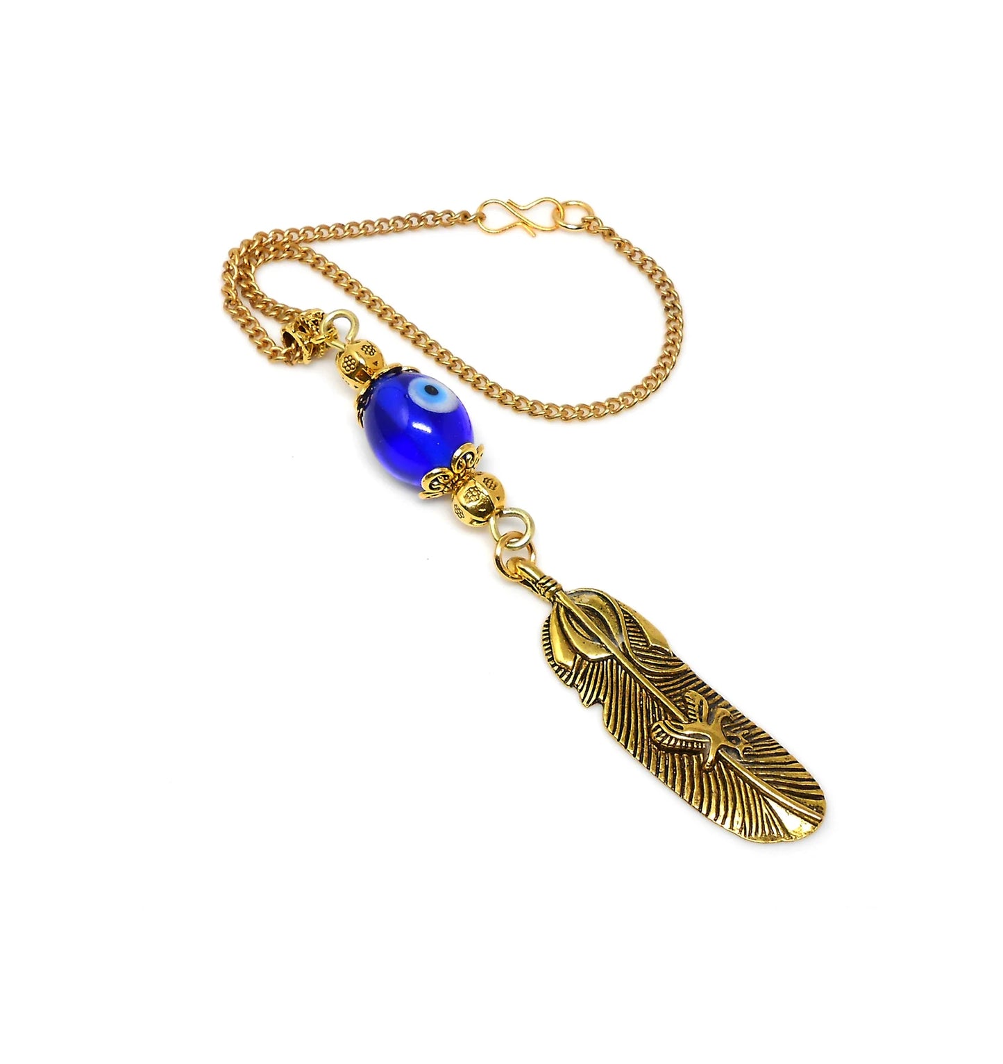Angel Wing Feather | Evil Eye Protection | Feather Car Rear View Mirror Dangler/Hanging Ornament | Good Luck Positive Vibes | New Car Gift