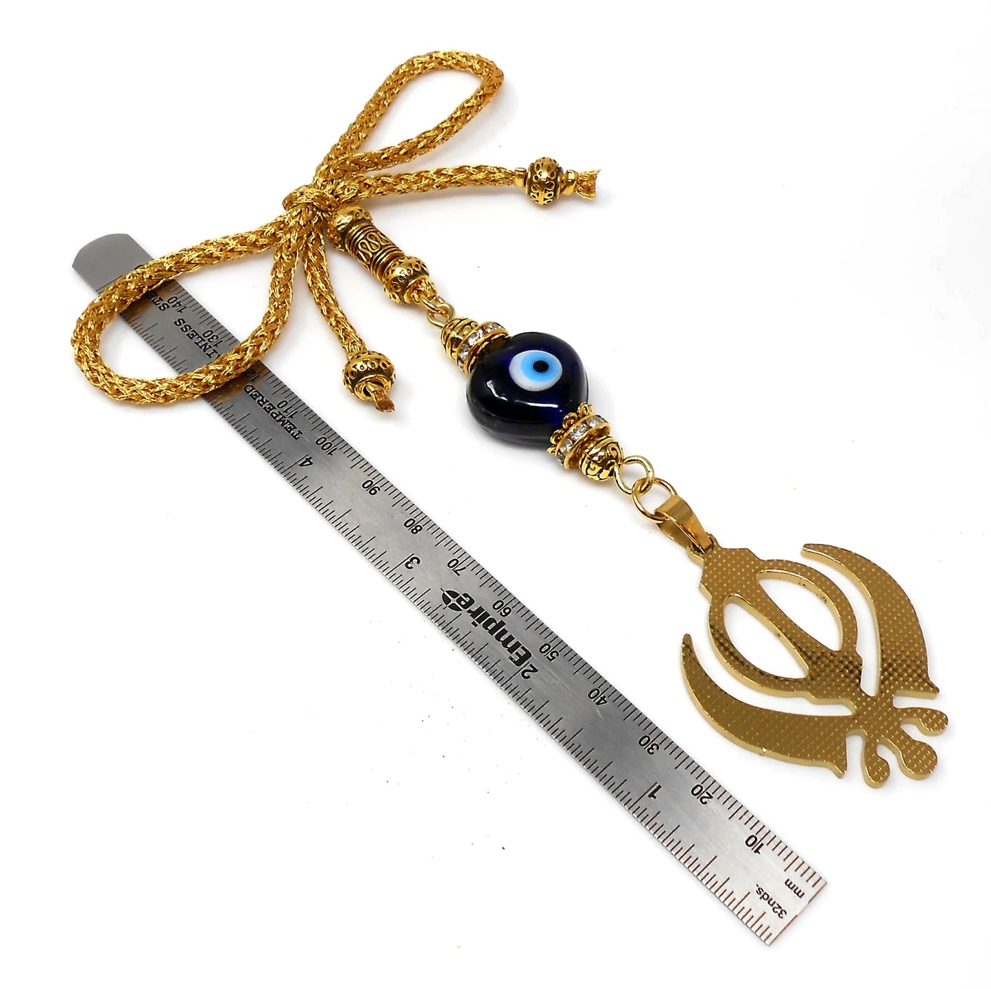 Evil Eye Protection Punjabi Sikh Kaur Khanda Sahib ji (Sikh Faith) Hanging for Car Rear View Mirror-Sikh faith Namaste Gift
