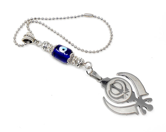 Evil Eye Protection Punjabi Khalsa Sikh Kaur Khanda Sahib ji (Sikh Faith) Key Chain/ Key Ring, Sikh Religious Khanda Key Ring, Namaste Gift