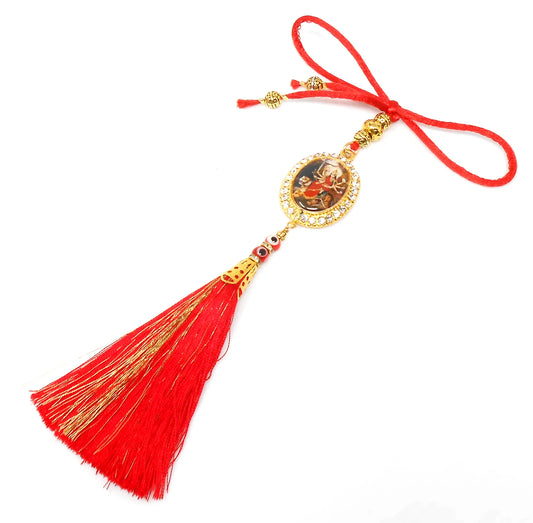 Durga, Maa Durga, Hindu Goddess Car Rear View Mirror Hanging Amulet, Amba Maa Hanging for Home Wall/Door/Car/Bag for Good Luck & Blessings
