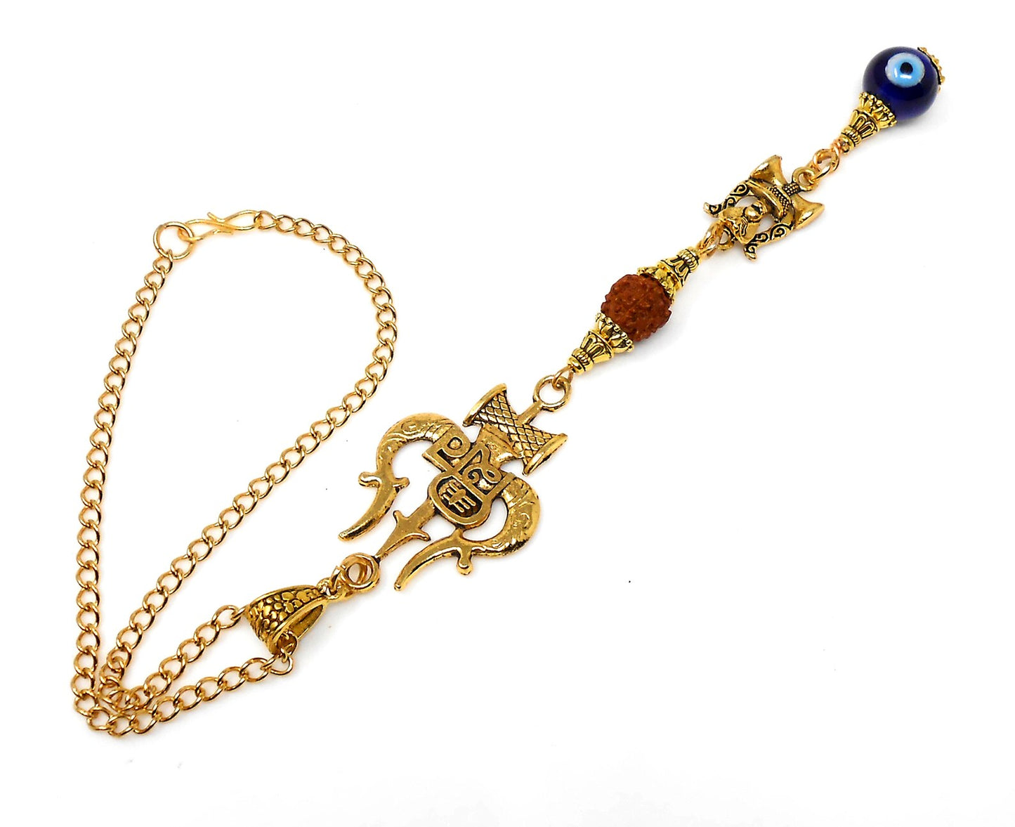 Evil Eye Protection Divine Shiva Trishul Pendant Car Mirror Hanging, Handbag/Backpack Hanging for Good Luck Protection