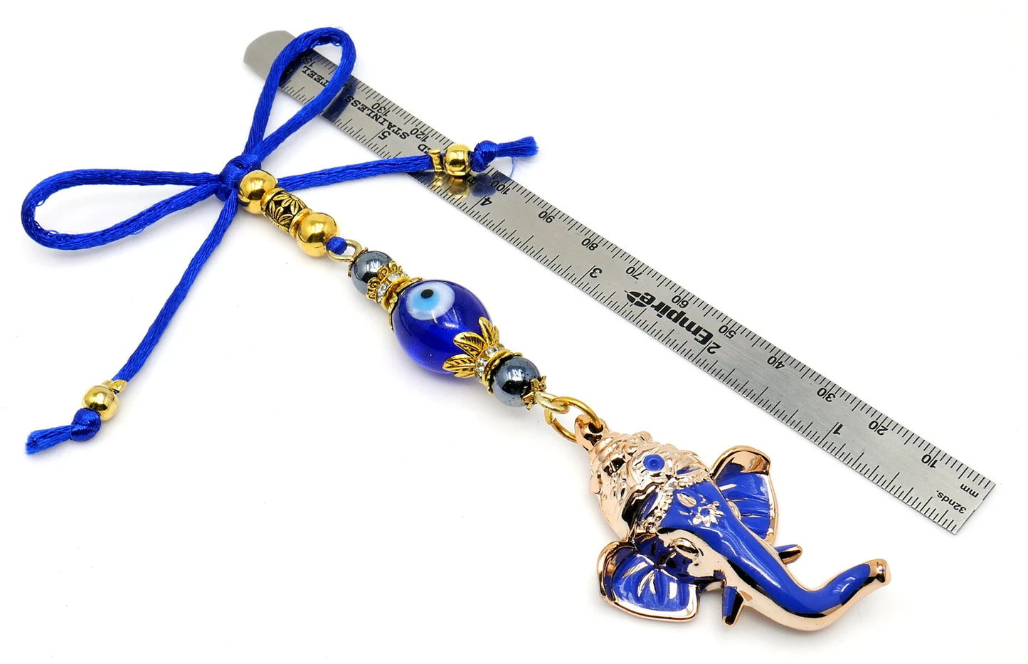 Ganesha | Evil Eye Protection | Car Rearview Mirror Ornament | Good Luck | Happiness | Good Fortune & Prosperity | Success in Study