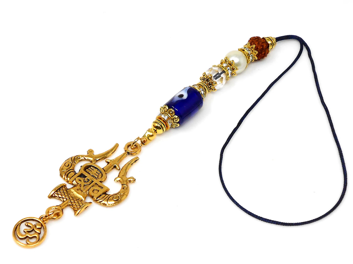 Evil Eye Protection Divine Shiva Trishul Pendant Car Mirror Hanging, Handbag/Backpack Hanging for Good Luck Protection