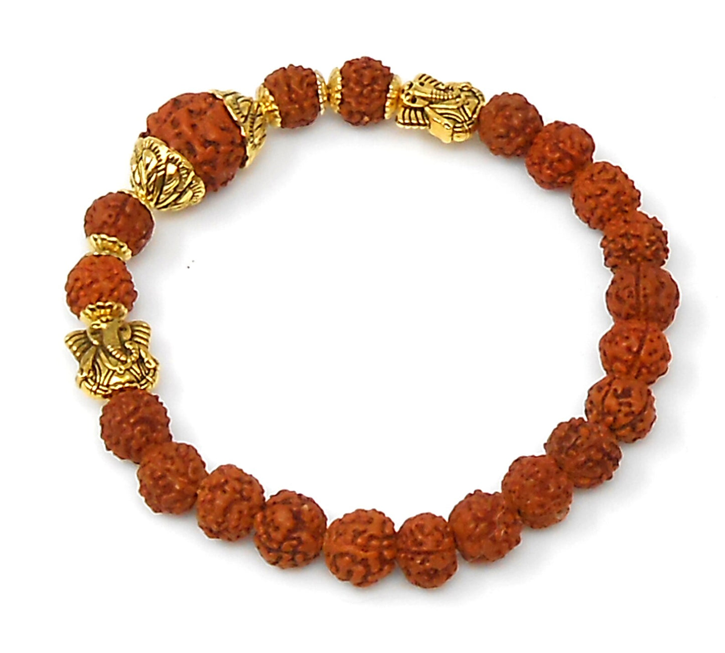 5 Mukhi Rudraksha Natural 8mm Beads Healing Bracelet| Ganesha Rudraksh tretchable Bracelet | Unisex |Good Karma | Spiritual Positive Vibe