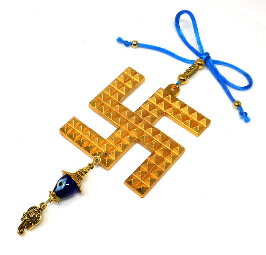 Traditional Indian Auspicious Symbol Swastik Hanging for Good Luck | Evil Eye Protection| Car Mirror Ornament | Transmute Negative Engeries