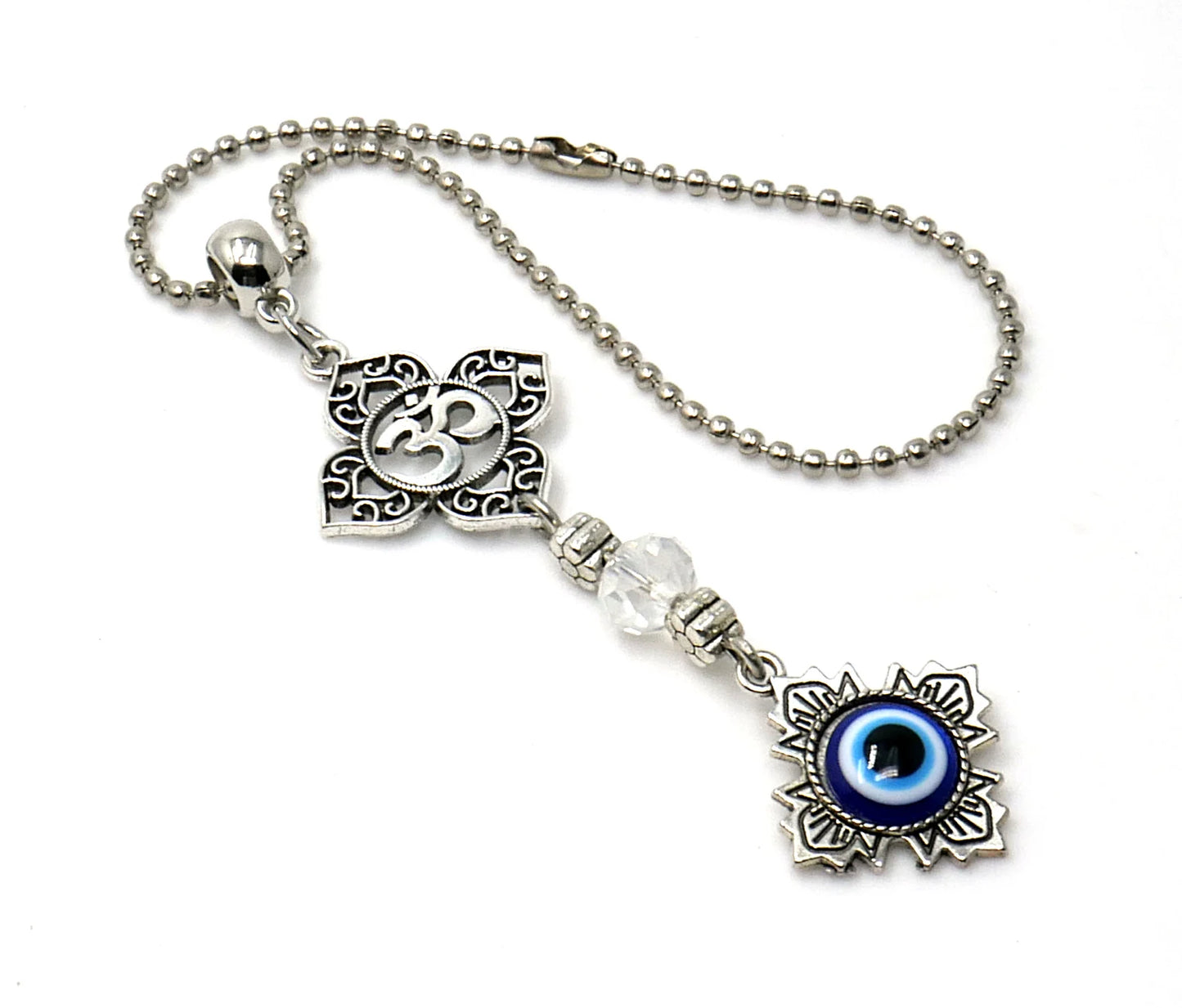 Evil Eye Protection Divine OM Car Charm, Car Rear View Mirror Ornament, Handbag/Purse Hanging for Evil Eye Protection, Good Luck Protection