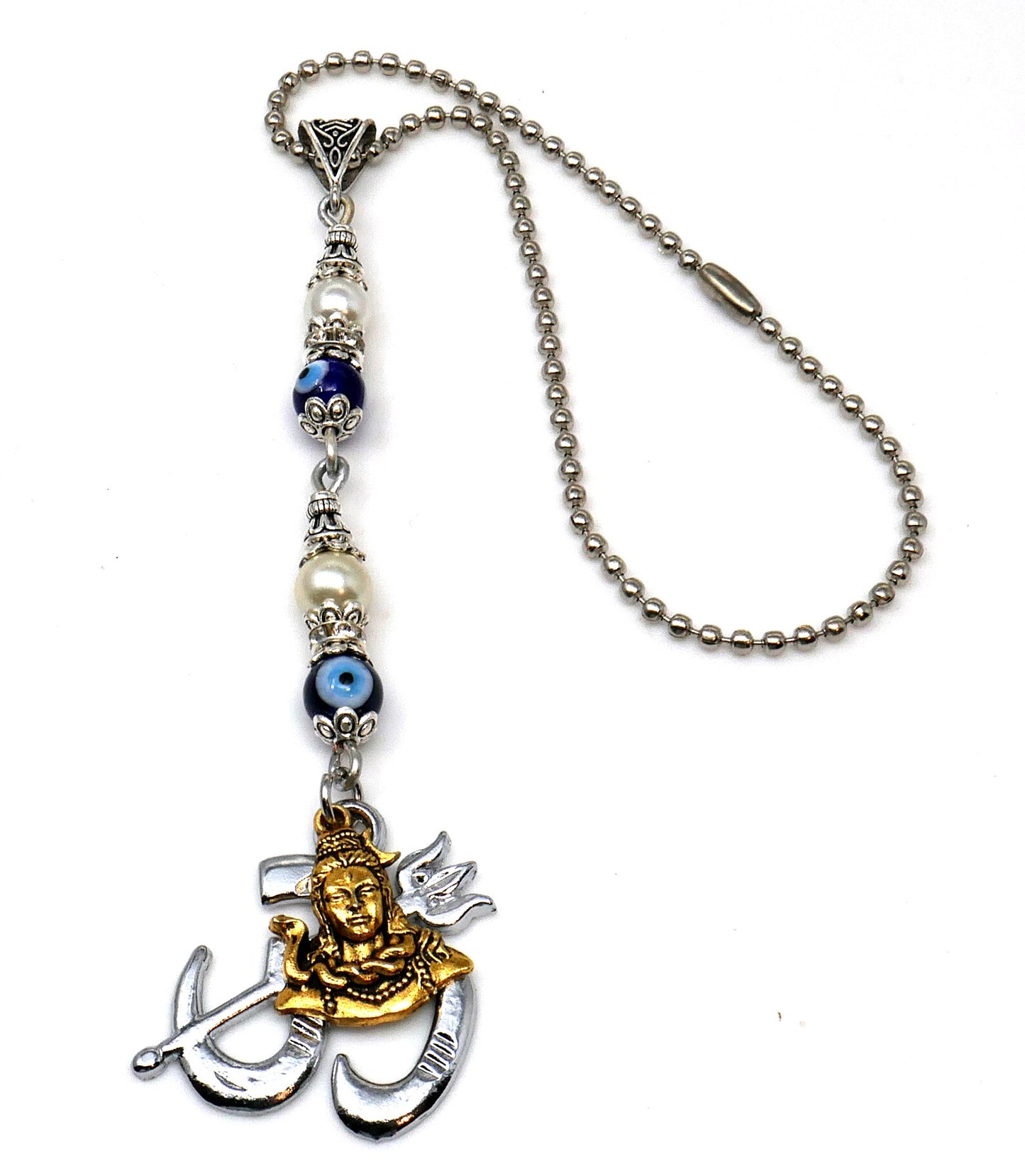 Lord Shiva OM Pendant Evil Eye Protection Car Mirror Hanging-Mahadev And OM Traditional Designed Hanging-Spiritual Gift for Your Loved One