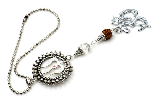 Evil Eye Protection Divine OM & Shiva Trishul Pendant Key Ring/Key Chain for Positive Vibes, Happiness, Good Fortune, Good Luck, Prosperity