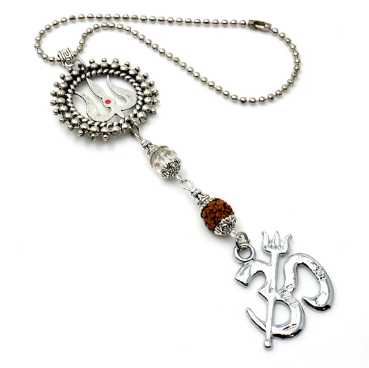 Evil Eye Protection Divine OM & Shiva Trishul Pendant Key Ring/Key Chain for Positive Vibes, Happiness, Good Fortune, Good Luck, Prosperity